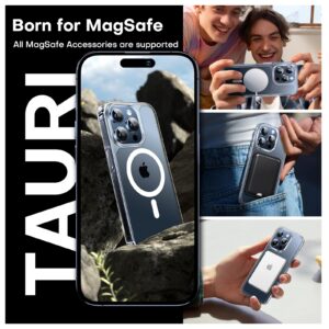 TAURI Magnetic Case for iPhone 15 Pro [Military Grade Drop Protection], Transparent Slim Fit for iPhone 15 Pro Case Mag-Safe-Clear