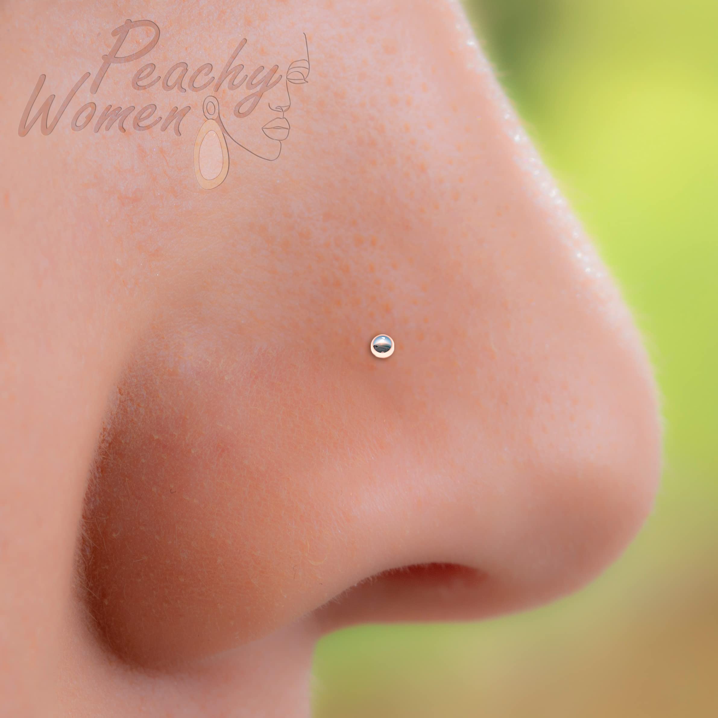 Very Tiny Nose Stud Ball 1mm - 925 Sterling Silver Micro Nose Stud Small Ball - Dainty Nose Stud Piercing L Shape