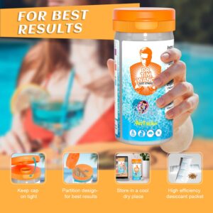 Pool and Hot Tub Test Strips - Medical-Grade Precision 3-1 4-1 7-1 Pool Test Kit - Testing pH, Free Chlorine(Bromine), Total Alkalinity & Cyanuric Acid and So on - Pool Water Test Kit