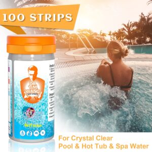 Pool and Hot Tub Test Strips - Medical-Grade Precision 3-1 4-1 7-1 Pool Test Kit - Testing pH, Free Chlorine(Bromine), Total Alkalinity & Cyanuric Acid and So on - Pool Water Test Kit