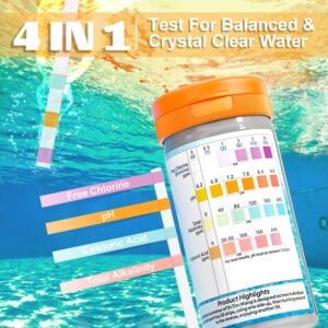 Pool and Hot Tub Test Strips - Medical-Grade Precision 3-1 4-1 7-1 Pool Test Kit - Testing pH, Free Chlorine(Bromine), Total Alkalinity & Cyanuric Acid and So on - Pool Water Test Kit