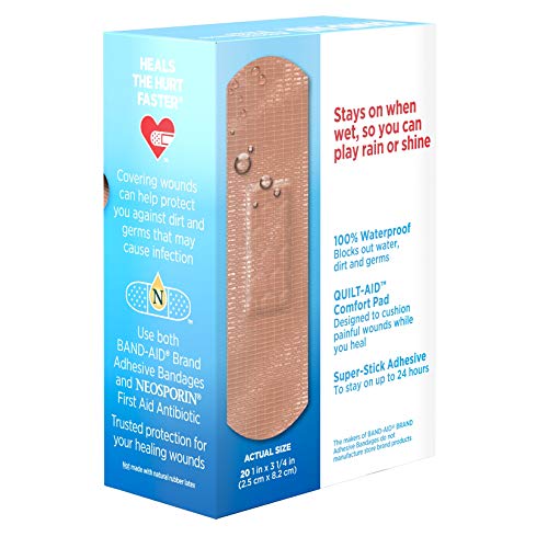 Band-Aid Brand Water Block Waterproof Tough Adhesive Bandages for Minor Cuts and Scrapes, All One Size, 20 Count (Pack of 1)