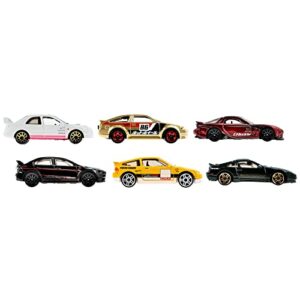 Hot Wheels Japanese Multipacks of 6 Toy Cars, 1:64 Scale, Authentic Decos, Popular Castings, Rolling Wheels, Gift for Kids 3 Years Old & Up & Collectors