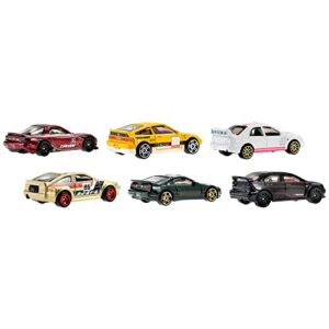 Hot Wheels Japanese Multipacks of 6 Toy Cars, 1:64 Scale, Authentic Decos, Popular Castings, Rolling Wheels, Gift for Kids 3 Years Old & Up & Collectors