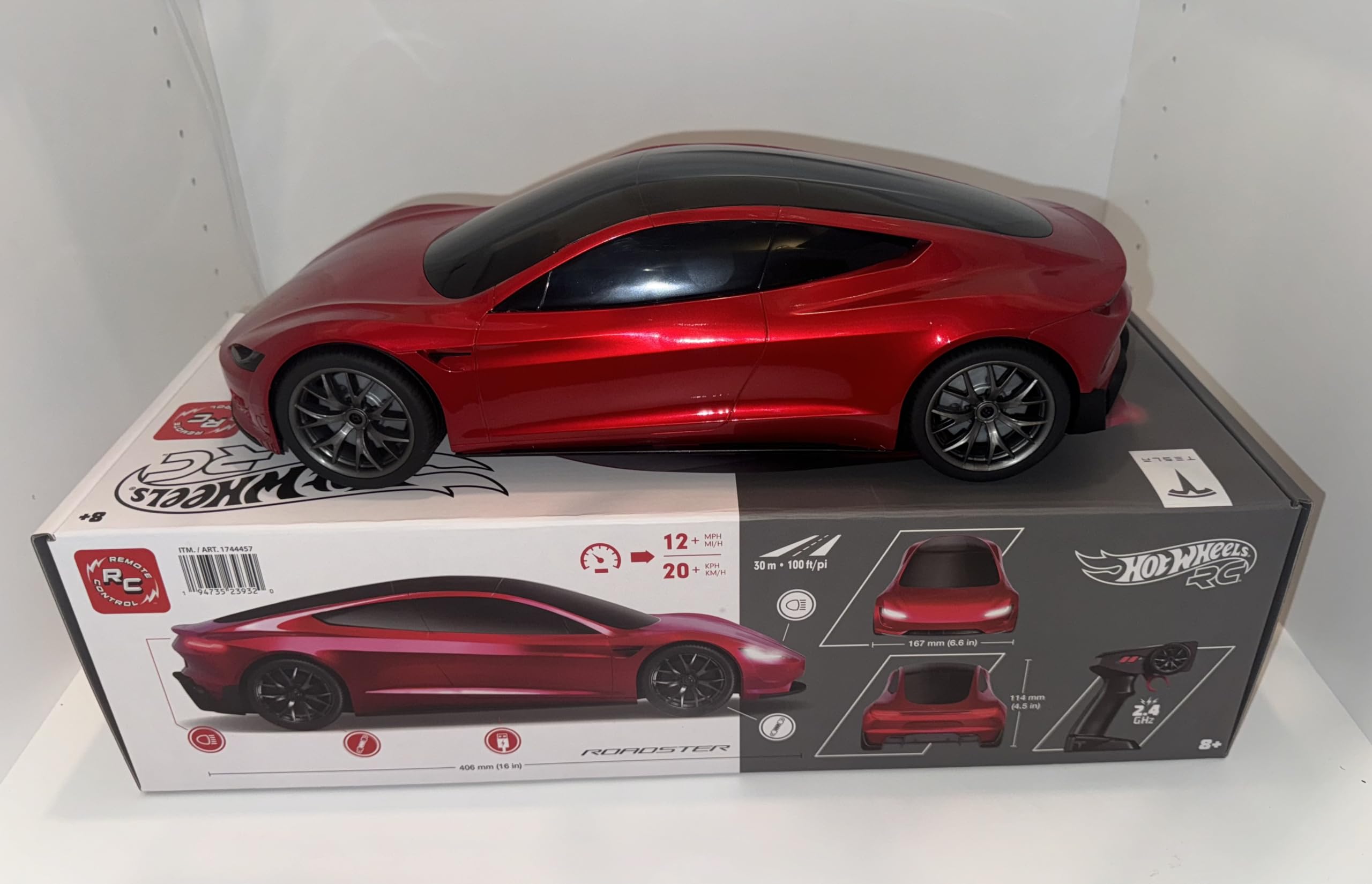 Mattel Hot Wheels red Tesla RC 2.4 GHZ