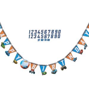 Hot Wheels Wild Race Jumbo Add-An-Age Letter Banner - 10.5' x 10" (Pack Of 1) - Multicolor Customizable Paper Birthday Decorations