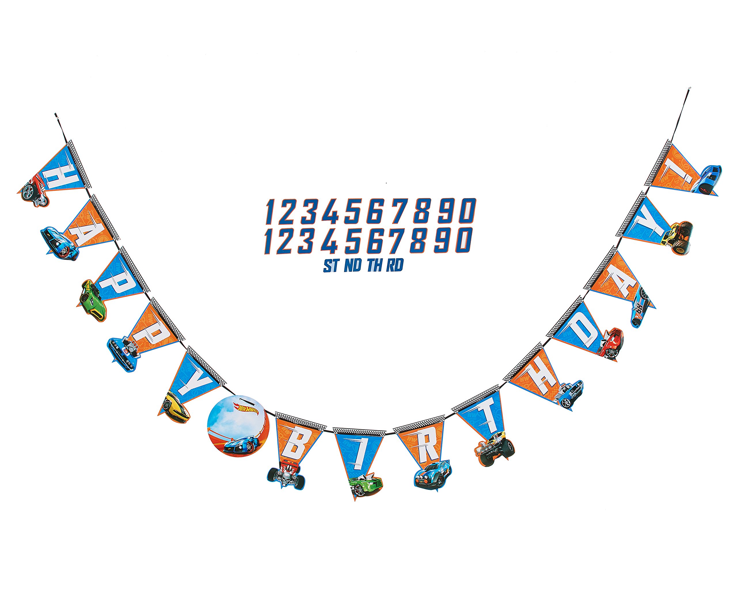 Hot Wheels Wild Race Jumbo Add-An-Age Letter Banner - 10.5' x 10" (Pack Of 1) - Multicolor Customizable Paper Birthday Decorations