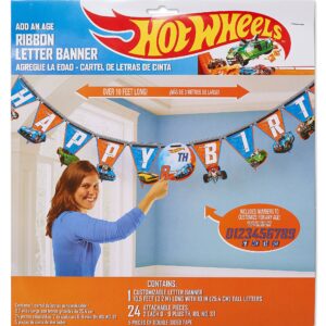 Hot Wheels Wild Race Jumbo Add-An-Age Letter Banner - 10.5' x 10" (Pack Of 1) - Multicolor Customizable Paper Birthday Decorations