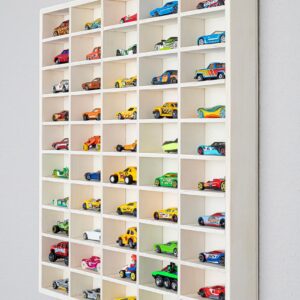 Rustic Roots Car Display Shelf - Wooden Wall Mount Hot Wheels, Matchbox, and Diecast Case for 50 Cars