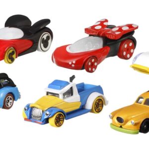 Hot Wheels Mattel Disney Toy Cars 6-Pack, Set of 6 Character Vehicles in Collectable Packaging: Mickey, Minnie, Pluto, Daisy, Donald & Goofy