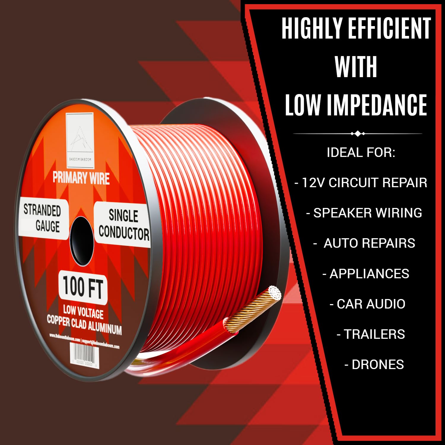 16 Gauge Wire Combo 6 Pack 12V 100'FT per Roll (600 ft Total) Auto Wire Copper Clad Aluminium Low Voltage