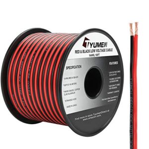 TYUMEN 100FT 14/2 Gauge Red Black Cable Hookup Electrical Wire LED Strips Extension Wire 12V/24V DC, 14AWG Flexible Extension Cord for LED Ribbon Lamp Tape Lighting