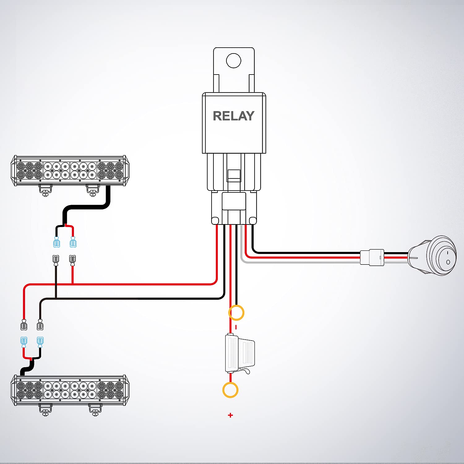 Nilight - NI -WA 06 LED Light Bar Wiring Harness Kit - 2 Leads 12V On Off Switch Power Relay Blade Fuse for Off Road Lights Work Light, 2 Years Warranty,Black