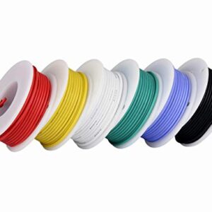 TUOFENG 18 Gauge Wire Spool 13.2ft / 4m Each 6 Colors,18 AWG Stranded Wire Hook up Wire Kit, Silicone Rubber Insulated/Tinned Copper/Flexible/18AWG Wire for Automotive Wiring