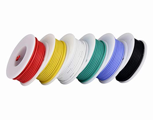 TUOFENG 18 Gauge Wire Spool 13.2ft / 4m Each 6 Colors,18 AWG Stranded Wire Hook up Wire Kit, Silicone Rubber Insulated/Tinned Copper/Flexible/18AWG Wire for Automotive Wiring