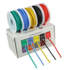 BOJACK 16 AWG Flexible Silicone Wire Electric Wire Hook up Wire Kit 300V Cables with Plus 20 φ4mm Heat Shrink Tubings and a Mini Wire Stripper(5 Colors 13.12Ft Each Color, 16AWG)