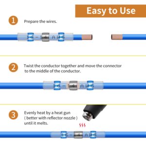 500Pcs Solder Seal Wire Connectors Kit, Heat Shrink Wire Connectors Waterproof Electrical Cable Butt Terminals for Marine Automotive Trailer RV Boat Truck Wiring