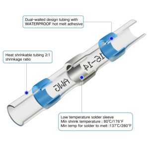 500Pcs Solder Seal Wire Connectors Kit, Heat Shrink Wire Connectors Waterproof Electrical Cable Butt Terminals for Marine Automotive Trailer RV Boat Truck Wiring