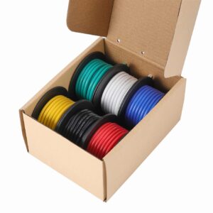 TUOFENG 16awg Wire Flexible Silicone Wire,16 Gauge Tinned Copper Wires Silicone Rubber Insulated (6 Different Colored 15ft /4.6m Each)(OD: 3 mm) 600V Stranded Wire Automotive Wiring