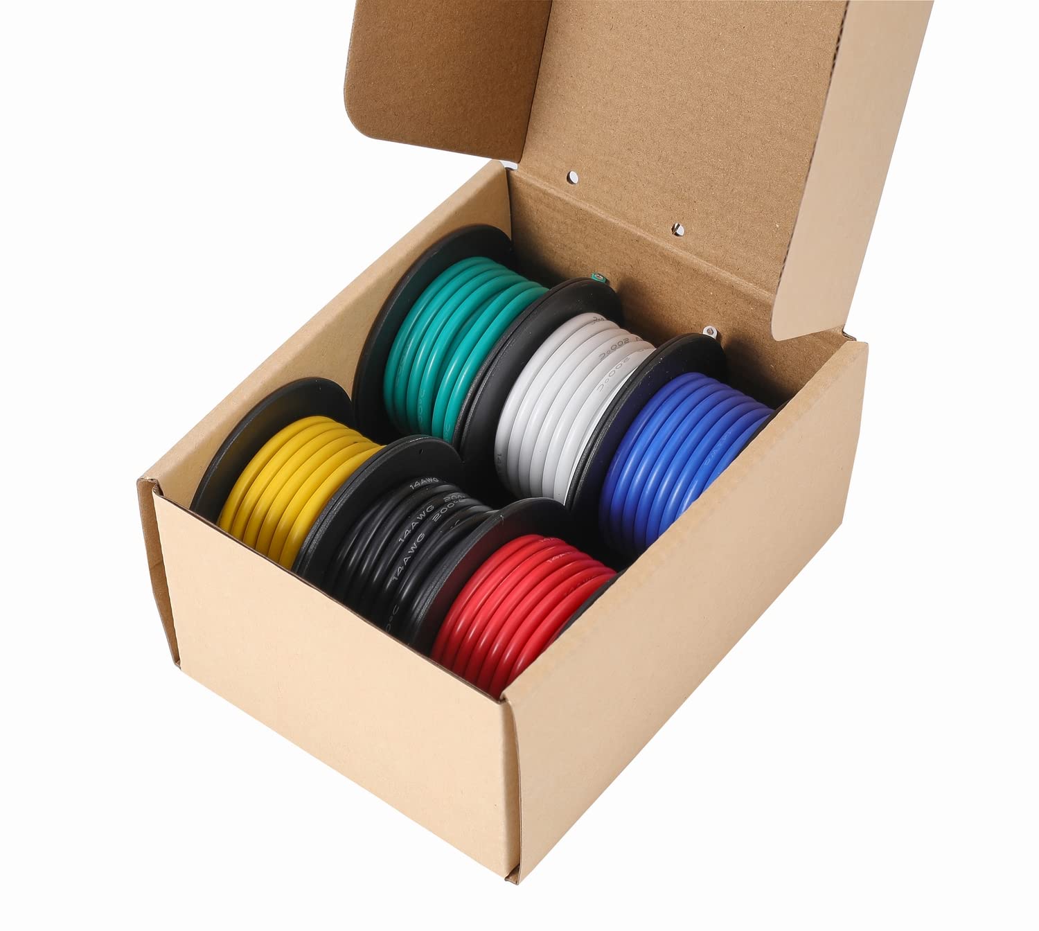 TUOFENG 16awg Wire Flexible Silicone Wire,16 Gauge Tinned Copper Wires Silicone Rubber Insulated (6 Different Colored 15ft /4.6m Each)(OD: 3 mm) 600V Stranded Wire Automotive Wiring