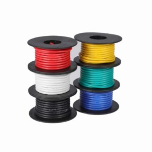 TUOFENG 16awg Wire Flexible Silicone Wire,16 Gauge Tinned Copper Wires Silicone Rubber Insulated (6 Different Colored 15ft /4.6m Each)(OD: 3 mm) 600V Stranded Wire Automotive Wiring