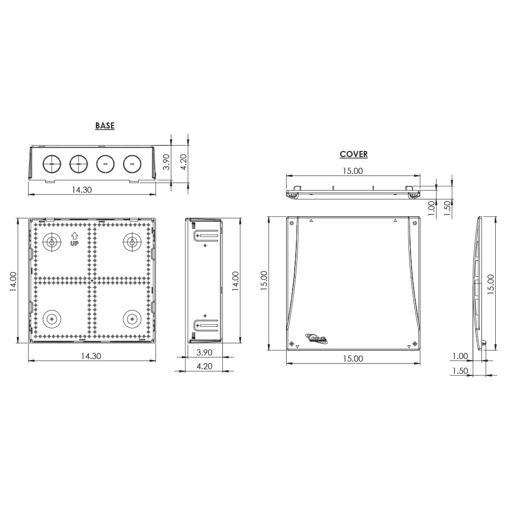 ICC 14” Plastic Structured Wiring Enclosure, Media Enclosure with Voice, Data, and Video Modules with Cover, Recessed Wall Box for Distribution of Networking Services, White