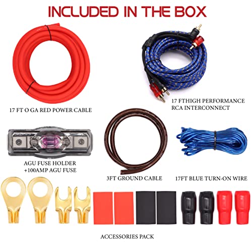 0 Gauge Audio Amplifier Installation Wiring Systems KIT,Make Connections and Brings Power to Your Radio,Subwoofers and Speakers