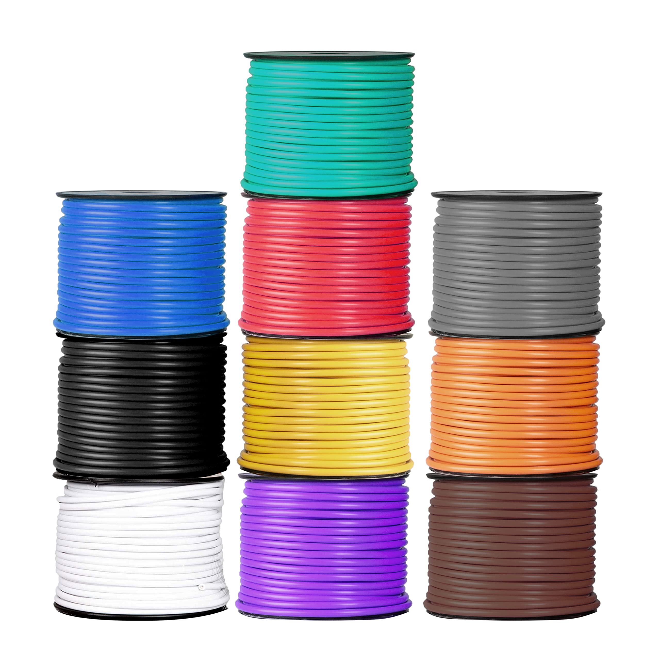 Lonestar 16 Gauge Primary Wire - 10 Roll Assorted Colors - 100 Ft of Copper Clad Aluminum Wire per Roll | Texas Based American Business