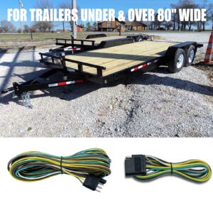 Donepart Trailer Wiring Harness Kit, 4 Pin 4 Flat 25ft Trailer Wiring, Wishbone Style, 18AWG Color Coded Hitch Wiring Harness Connector Parts Fit for Utility Trailer Boat UTV Lights