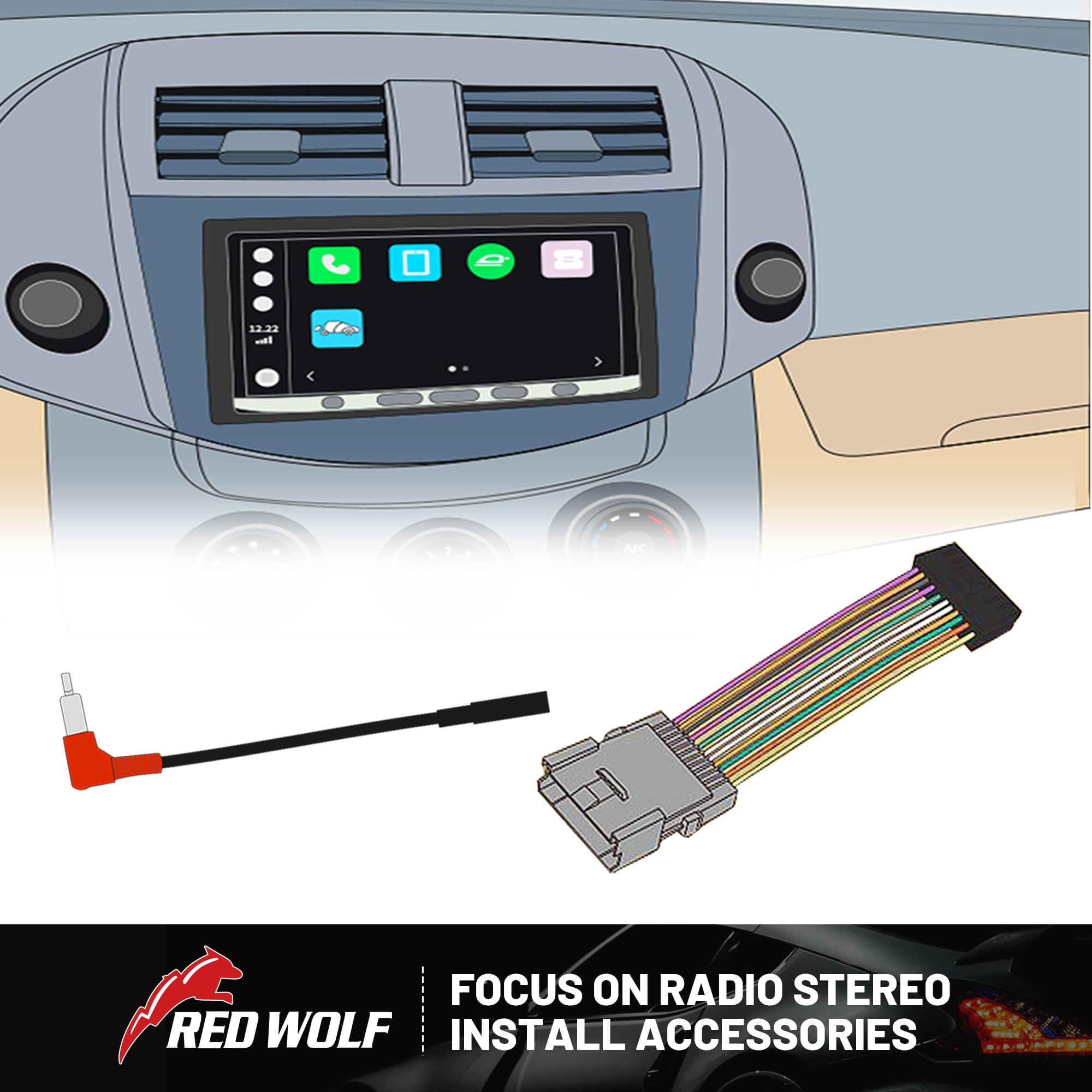 RED WOLF Stereo Wiring Harness W/Pre-Install Wire Connector Fit for 1986-1998 Ford F150, 1995-2001 Expedition, 1986-1997 Ranger, Lincoln/Mercury 1986-1994 Aftermarket Radio CD Player Installation