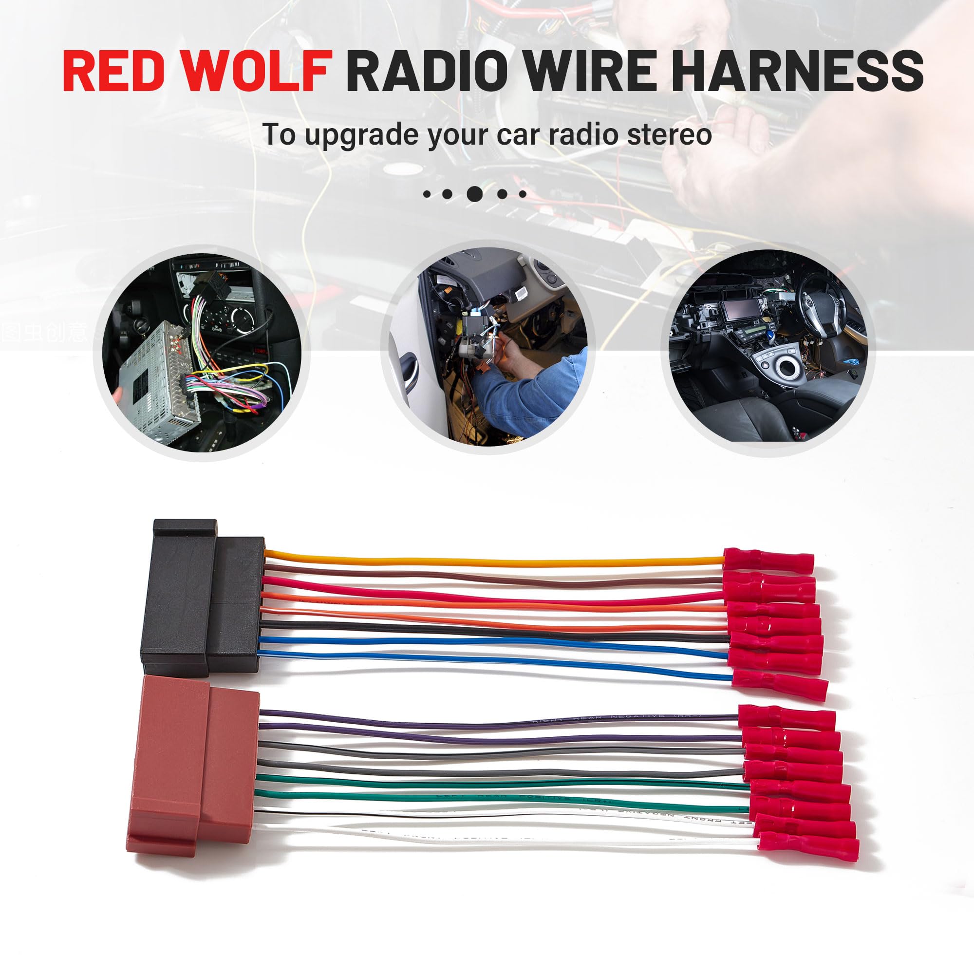 RED WOLF Stereo Wiring Harness W/Pre-Install Wire Connector Fit for 1986-1998 Ford F150, 1995-2001 Expedition, 1986-1997 Ranger, Lincoln/Mercury 1986-1994 Aftermarket Radio CD Player Installation