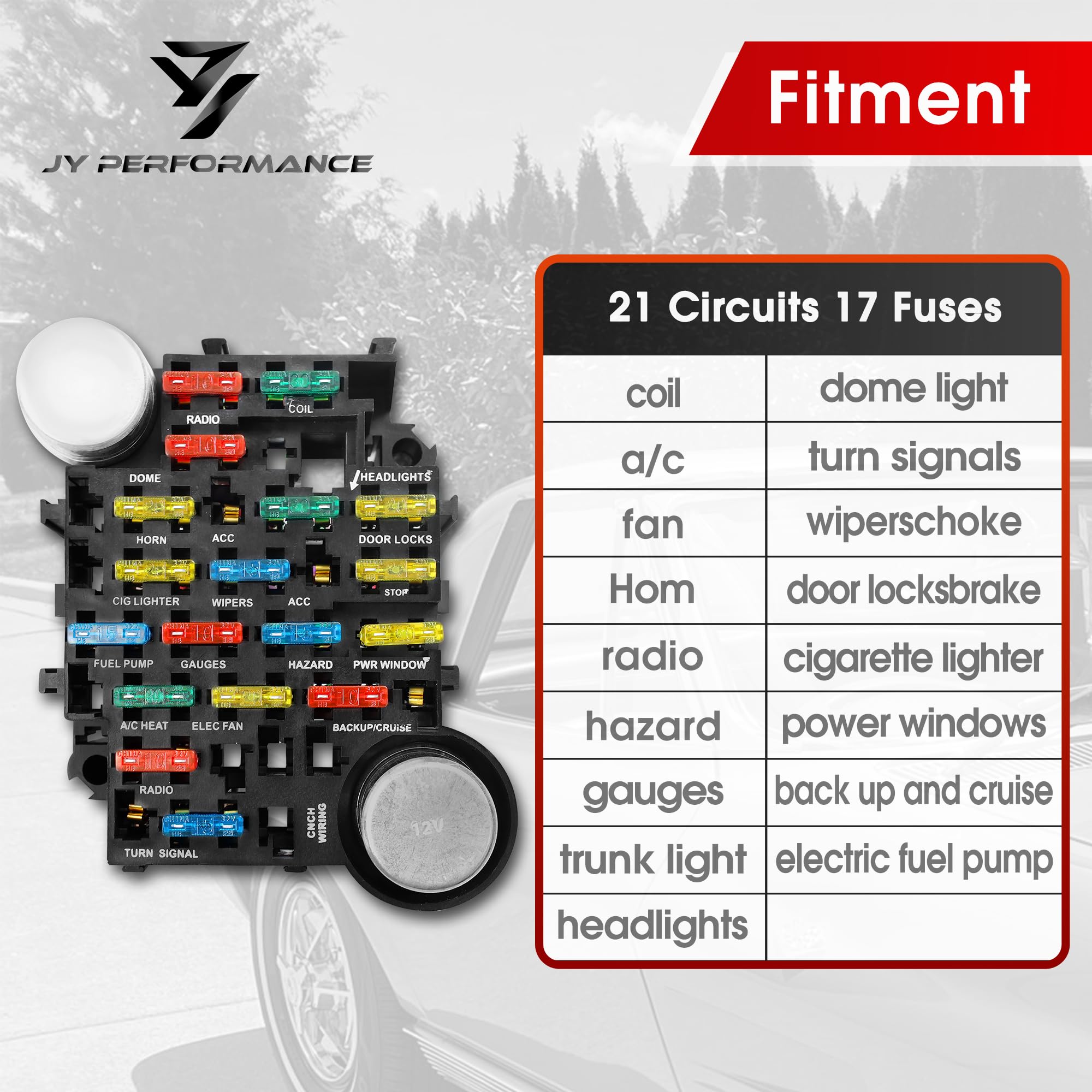 Universal 21 Circuit Wiring Harness Kit Extra Long Wire Standard Color 17 Fuses for GM Chevy Mopar Hotrods Ford Chrysler