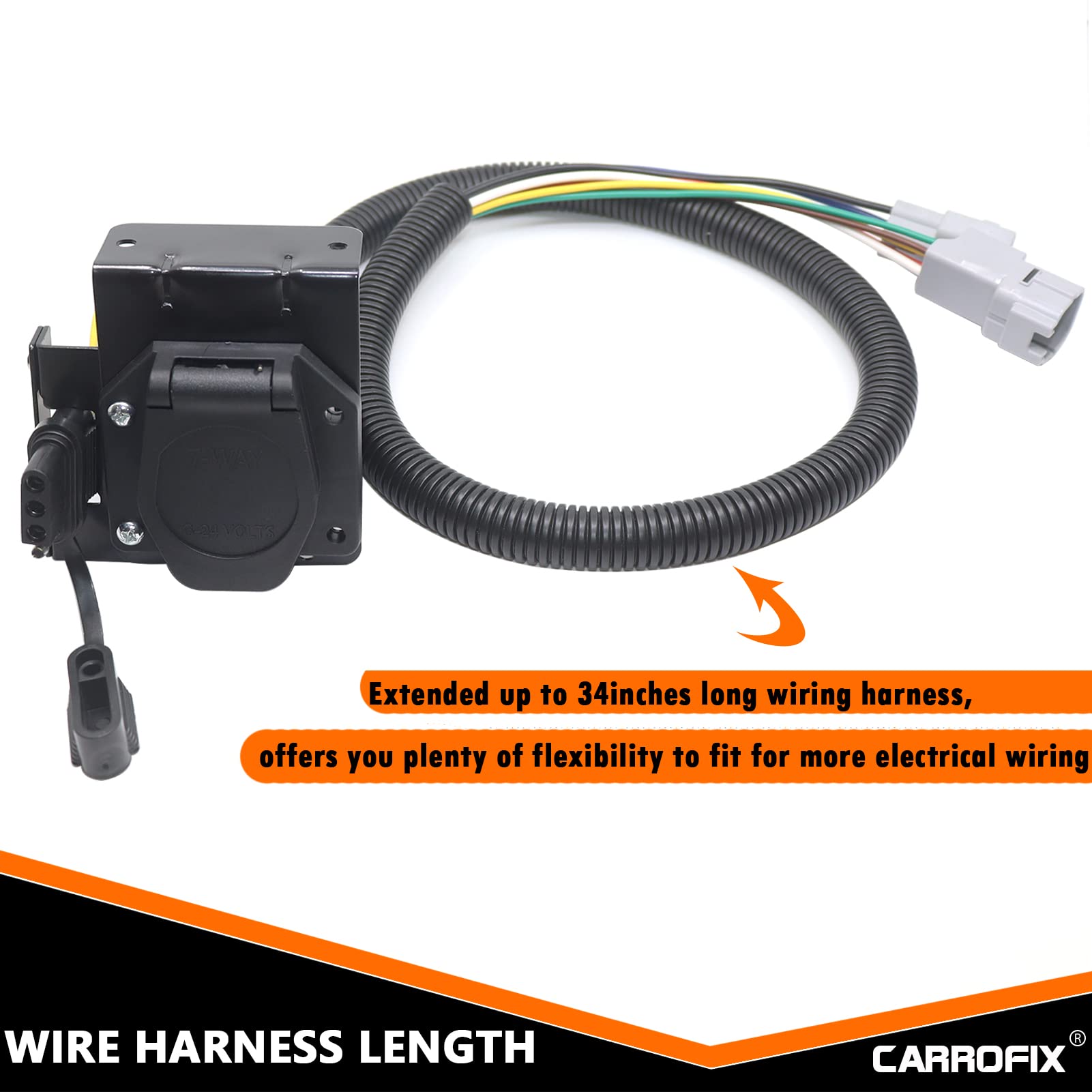 CARROFIX 7 Blade and 4 Way Trailer Wiring Harness for 2007-2013 Toyota Tundra Replacement Vehicle-side Connector, Factory Tow Package Requried