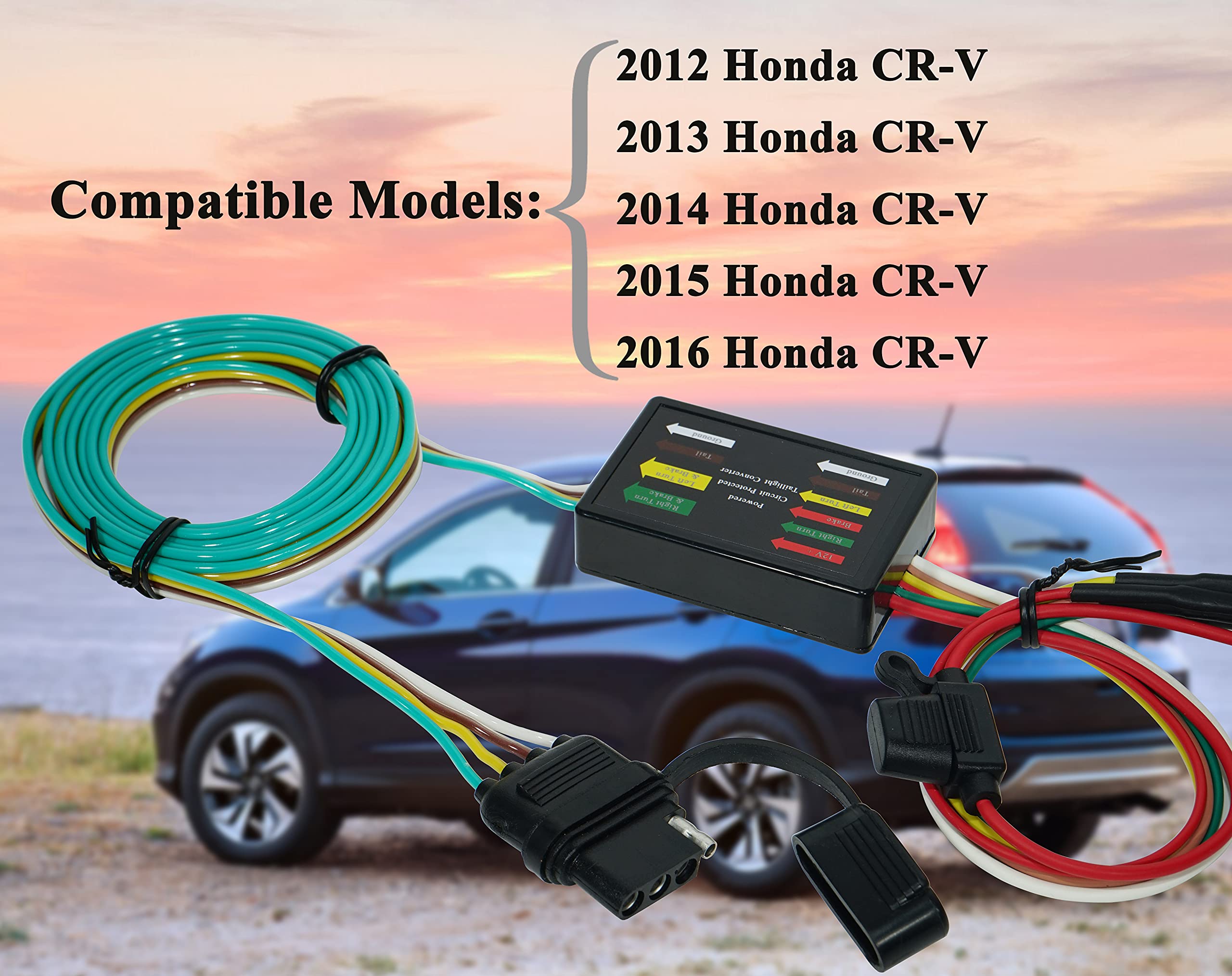 Oyviny Vehicle-Side Custom 4 Way Trailer Wiring Harness 56158 for Honda CR-V 2012-2016, Plug and Play Trailer Hitch Wiring for CRV