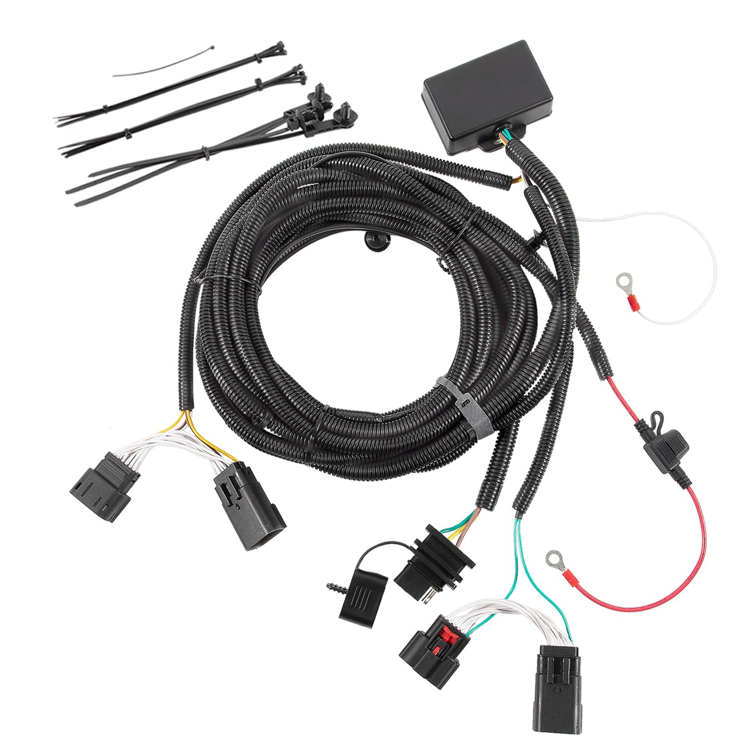 Trailer Wiring Harness Kit 4-Pin Fits for Jeep Wrangler JL/JLU 2018-2023 Vehicle-Side Wiring Harness