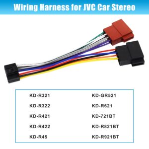 16 Pin ISO Car Radio Wiring Harness Adapter Compatible with Kenwood JVC Aftermarket Stereo Radio Connector