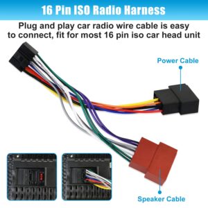 16 Pin ISO Car Radio Wiring Harness Adapter Compatible with Kenwood JVC Aftermarket Stereo Radio Connector