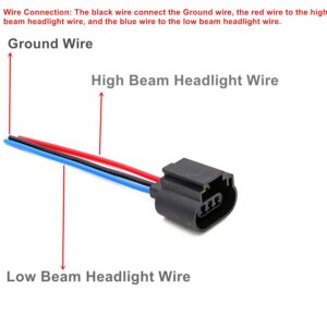 Alla Lighting 9008 H13 Socket Female Adapter Wiring Harness Wire for H13LL Fog Lights Lamps Bulbs (2pcs/pk)