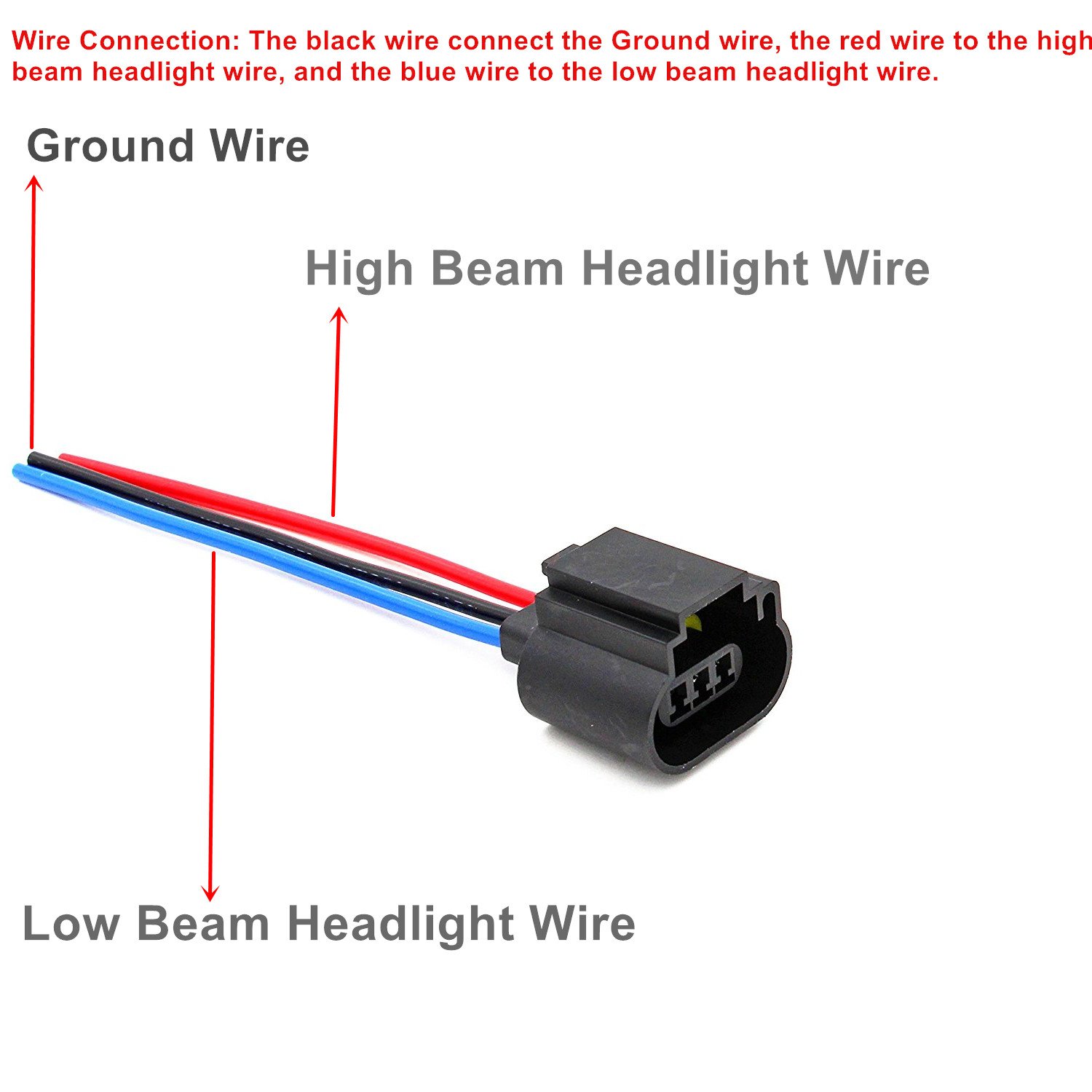 Alla Lighting 9008 H13 Socket Female Adapter Wiring Harness Wire for H13LL Fog Lights Lamps Bulbs (2pcs/pk)