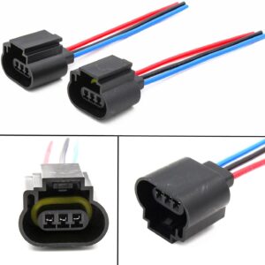 Alla Lighting 9008 H13 Socket Female Adapter Wiring Harness Wire for H13LL Fog Lights Lamps Bulbs (2pcs/pk)