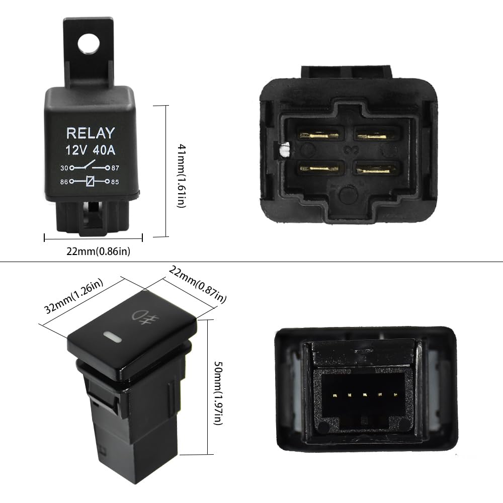 HUIQIAODS H11 H9 880 881 Fog Light Wiring Harness Socket Wire Connector with 40A Relay ON/OFF Switch Kits for Toyota GM Hyundai Accent Elantra Peugeot LED Work Lamp Driving Light Etc