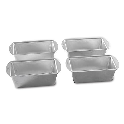 Nordic Ware Natural Aluminum Commercial Mini Loaf Pans, Four 2-Cup Pans