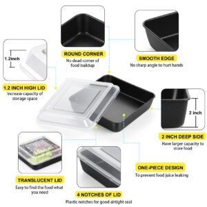 P&P CHEF Square Baking Pan with Lid, 8 x 8 x 2 Inch, Nonstick Stainless Steel Square Cake Pan and Plastic Lid, Black Bakeware for Lasagna Brownies, Durable & Easy Clean, 2PCS (1 Pan + 1 Cover)