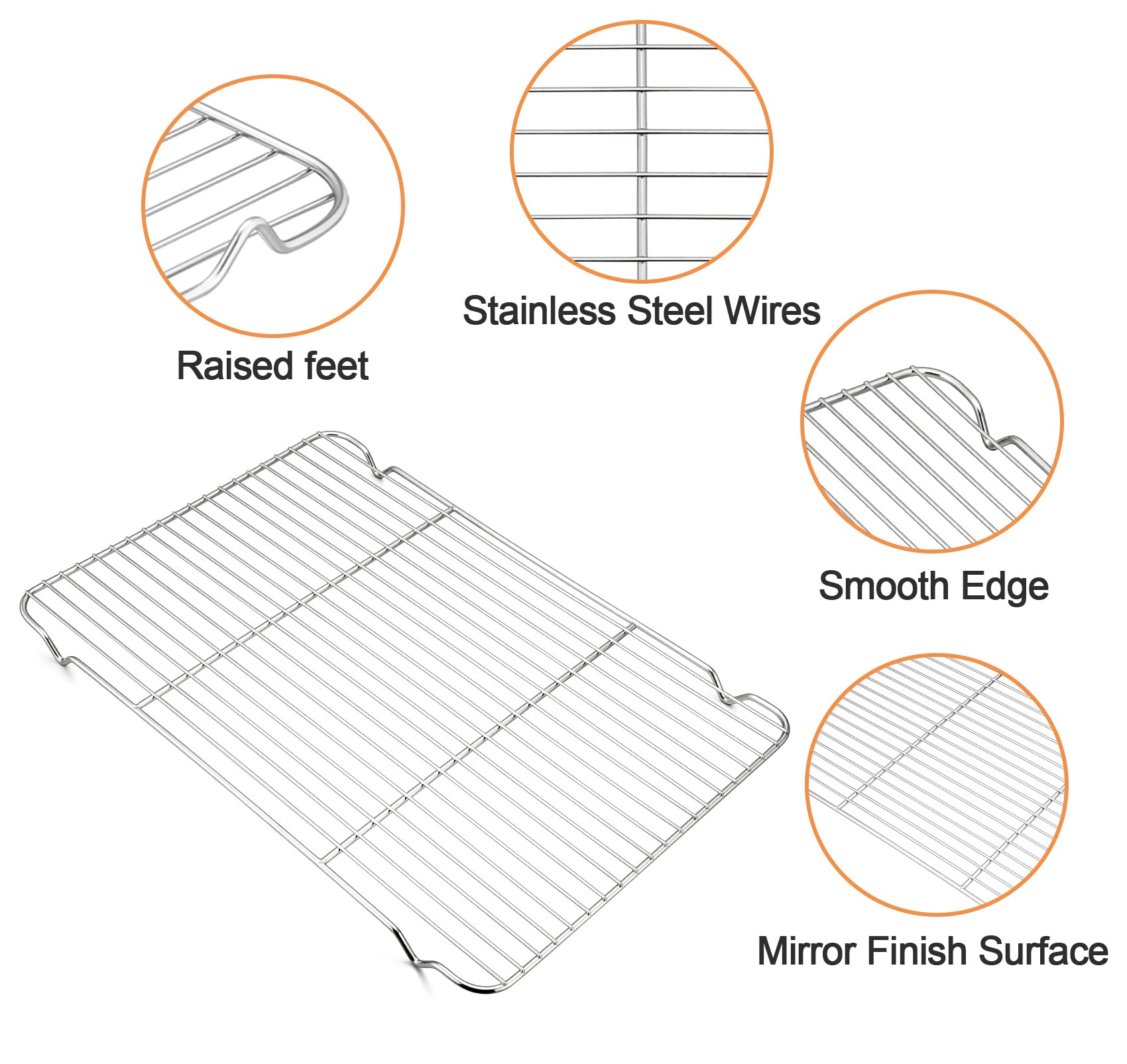 TeamFar Baking Sheet and Cooling Rack Set (3 Pans + 3 Racks), Stainless Steel Cookie Sheet with Roasting Racks for Cooking/Cooling, Healthy & Dishwasher Safe, Sturdy & Long Lasting