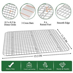 P&P CHEF Baking Sheets and Racks Set (2 Pans + 2 Racks), Stainless Steel Baking Sheet Oven Tray and Cooling Grid Rack for Cookies Meats, Size 16 x 12 x 1 Inch, Oven & Dishwasher Safe