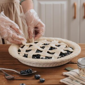 MIKIGEY Ceramic Pie Pan for Baking, 9 inch Pie Pans Set of 2, Round Pie Dish for Dessert Kitchen, Farmhouse Vintage Color Pie Plate, Oven & Dishwasher Safe, Off-White