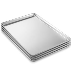 Last Confection 18" x 26" Commercial Grade Baking Sheet Pans, 4 Pack - Aluminum Full-Size Rimmed Cookie Sheet Trays