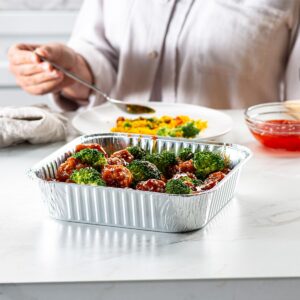 GUSTO [25 Sets 8-Inch Square Foil Pans (Lids Not Included) - Aluminum Pans, Disposable Food Containers For Baking, Cooking, Storing and Preparing Food (Formerly Comfy Package)