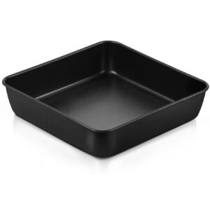 p&p chef square baking pan, 8 inch square cake lasagna brownie pan for nonstick baking roasting, stainless steel core with non-stick coating, oven & freezer safe, non-toxic & easy cleaning