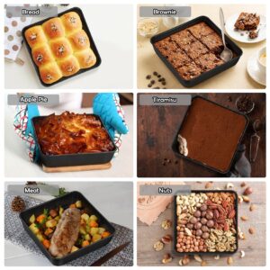 P&P CHEF Square Baking Pan, 8 Inch Square Cake Lasagna Brownie Pan for Nonstick Baking Roasting, Stainless Steel Core with Non-stick Coating, Oven & Freezer Safe, Non-toxic & Easy Cleaning